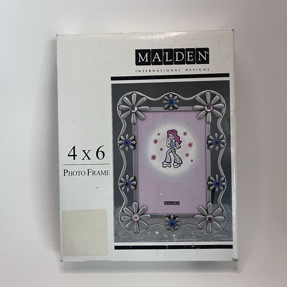 Malden International Designs 4x6 Floral Jeweled Metal Photo Picture Frame NIB